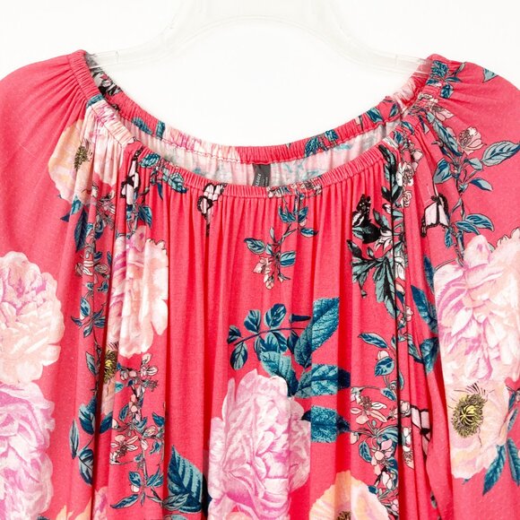NWT Anthropologie Cascais Peasant Top Size L Pink Rose Floral Off-the-Shoulder - Picture 5 of 11